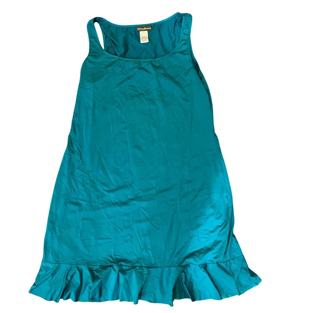 Tommy Bahama Swim Cover Up Dress Womens Teal Ruffle Hem Pockets TSW24753C Large